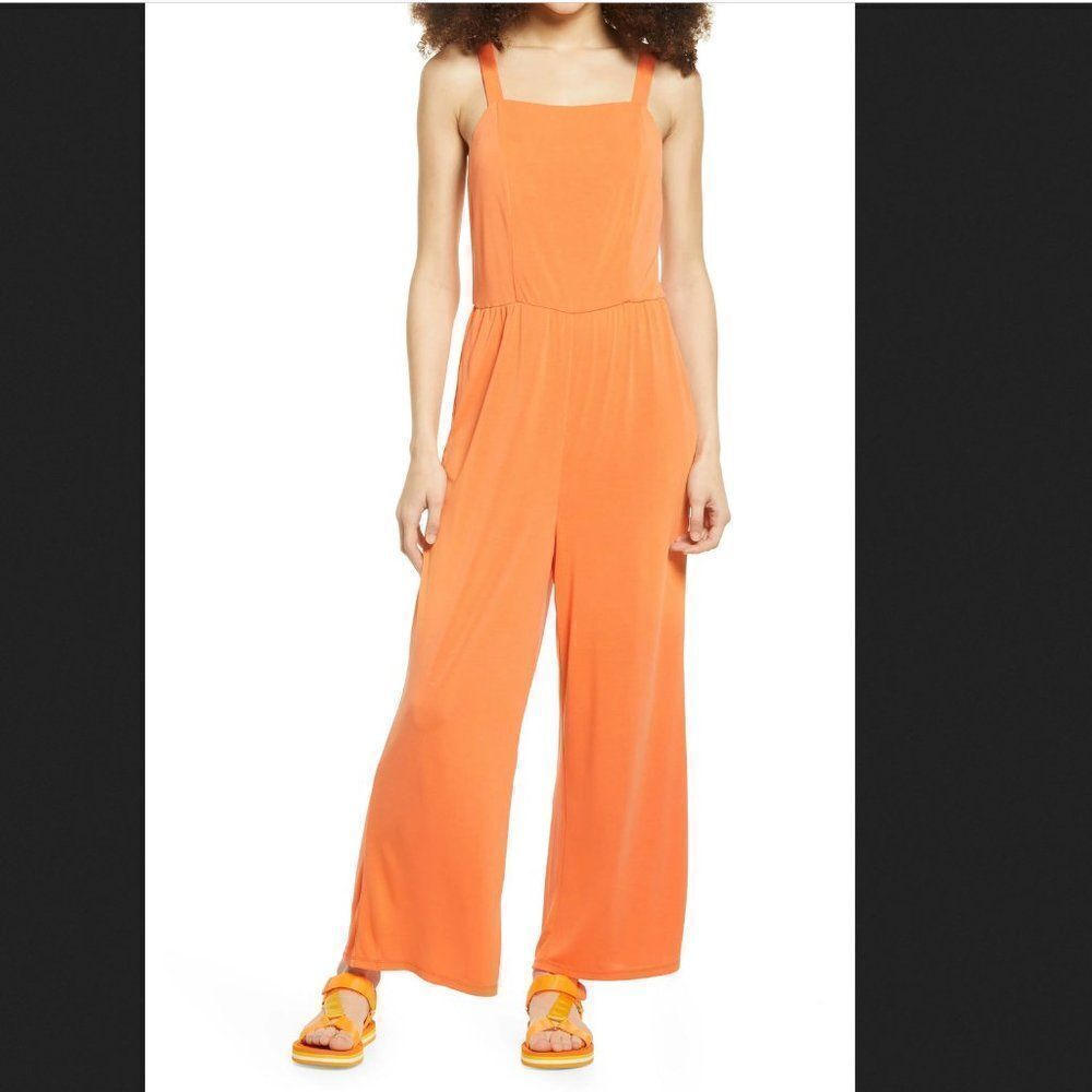 5/$25 Summer Sale!!!‎ BP Easy Sleeveless Knit Jumpsuit in Tangerine Orange